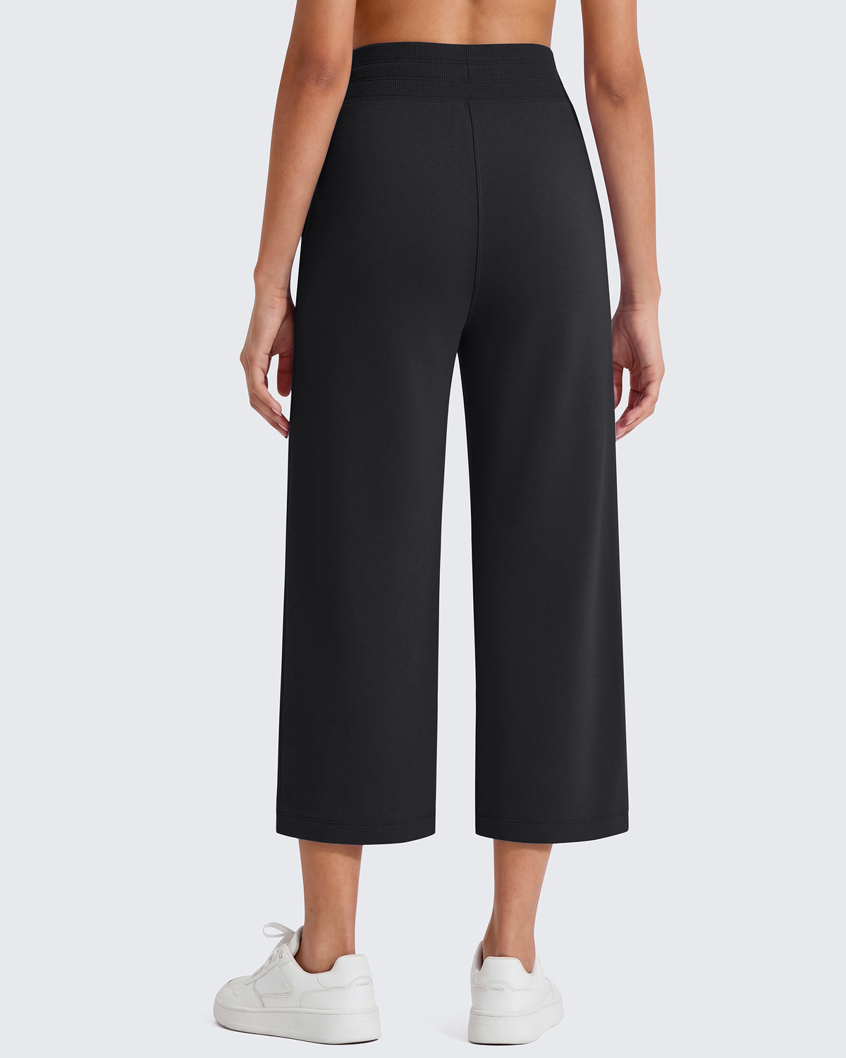 G4Free - G4Free Smoofit High Waisted Drawstring Wide Leg Capris with Pockets -GF26J982A001A-S-GF26J982A001B-M-GF26J982A001C-L-GF26J982A001D-XL-GF26J982A001E-XXL