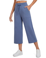 G4Free - G4Free Smoofit High Waisted Drawstring Wide Leg Capris with Pockets -GF26J982A001A-S-GF26J982A001B-M-GF26J982A001C-L-GF26J982A001D-XL-GF26J982A001E-XXL