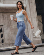 G4Free - G4Free Smoofit High Waisted Drawstring Wide Leg Capris with Pockets -GF26J982A001A-S-GF26J982A001B-M-GF26J982A001C-L-GF26J982A001D-XL-GF26J982A001E-XXL