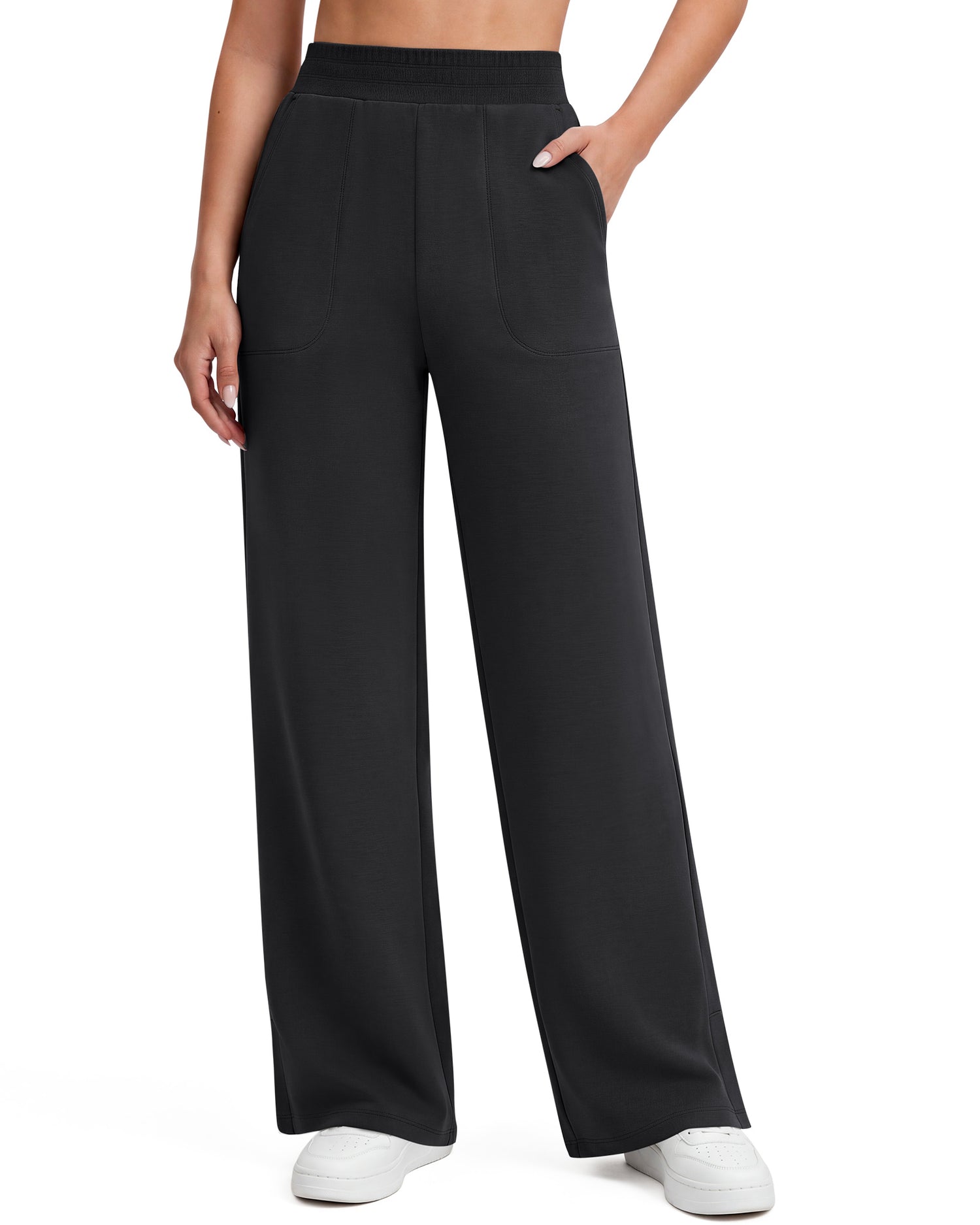 G4Free - G4Free Smoofit Modal Soft Sweatpants Ribbed Waist Side Slit with Pockets -GF26J1018A001A-S-GF26J1018A001B-M-GF26J1018A001C-L-GF26J1018A001D-XL-GF26J1018A001E-XXL