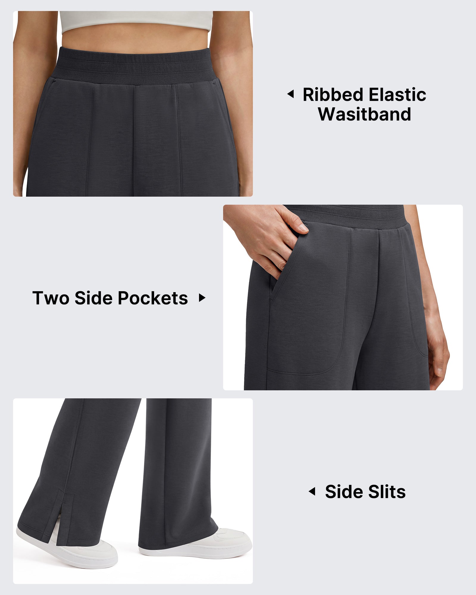 G4Free - G4Free Smoofit Modal Soft Sweatpants Ribbed Waist Side Slit with Pockets -GF26J1018A001A-S-GF26J1018A001B-M-GF26J1018A001C-L-GF26J1018A001D-XL-GF26J1018A001E-XXL