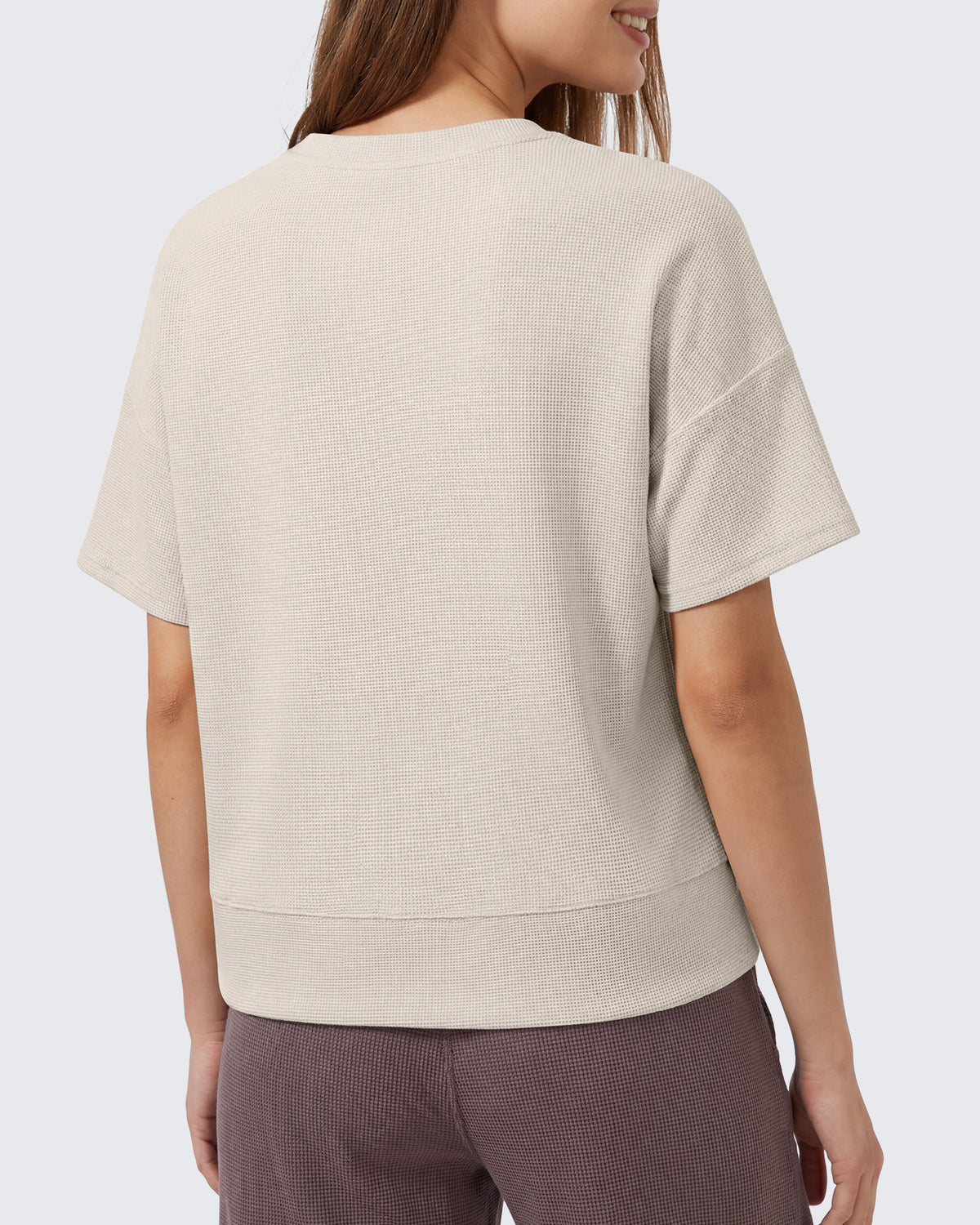 G4Free - G4Free Soft Waffle Knit Crewneck Tee Breathable Loose Fit -GF26K1003A001A-S-GF26K1003A001B-M-GF26K1003A001C-L-GF26K1003A001D-XL-GF26K1003A001E-XXL