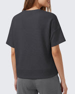 G4Free - G4Free Soft Waffle Knit Crewneck Tee Breathable Loose Fit -GF26K1003A001A-S-GF26K1003A001B-M-GF26K1003A001C-L-GF26K1003A001D-XL-GF26K1003A001E-XXL