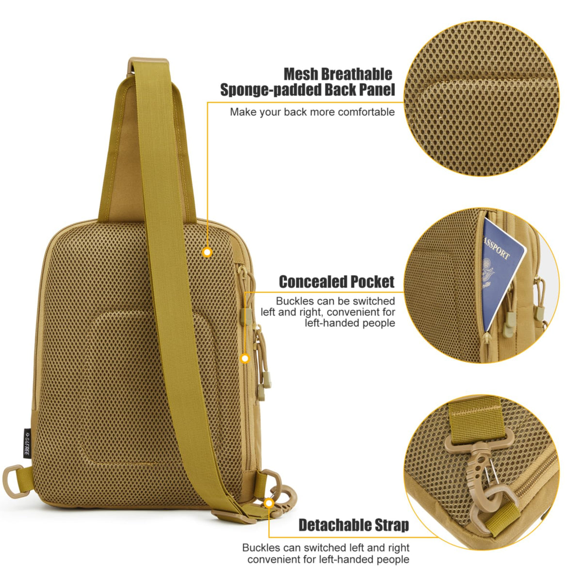 G4Free - G4Free Tactical Military Rover Shoulder Sling Pack -TN22B161B-TN22B161C-TN22B161A