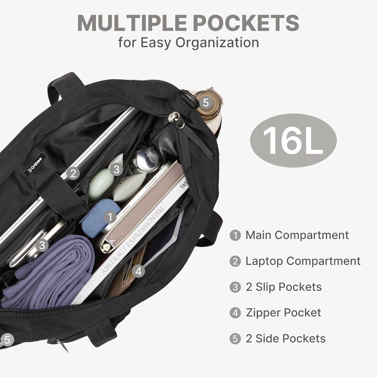 G4Free - G4Free Tote Bag, Lightweight Work Bag with 15" Laptop Pocket -TN25B533C-TN25B533A-TN25B533B