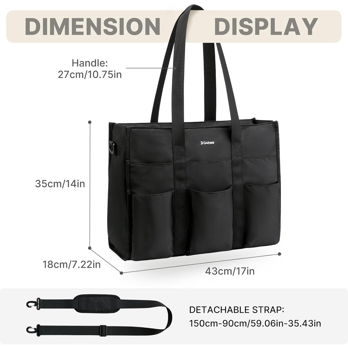 G4Free - G4Free Tote Bag, Multi-Compartment Large Capacity Work Bag with Zipper Top Handle, Shoulder Bag -TN24B476B-TN24B476A-TN24B476C