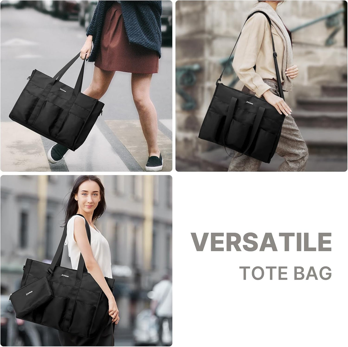 G4Free - G4Free Tote Bag, Multi-Compartment Large Capacity Work Bag with Zipper Top Handle, Shoulder Bag -TN24B476B-TN24B476A-TN24B476C