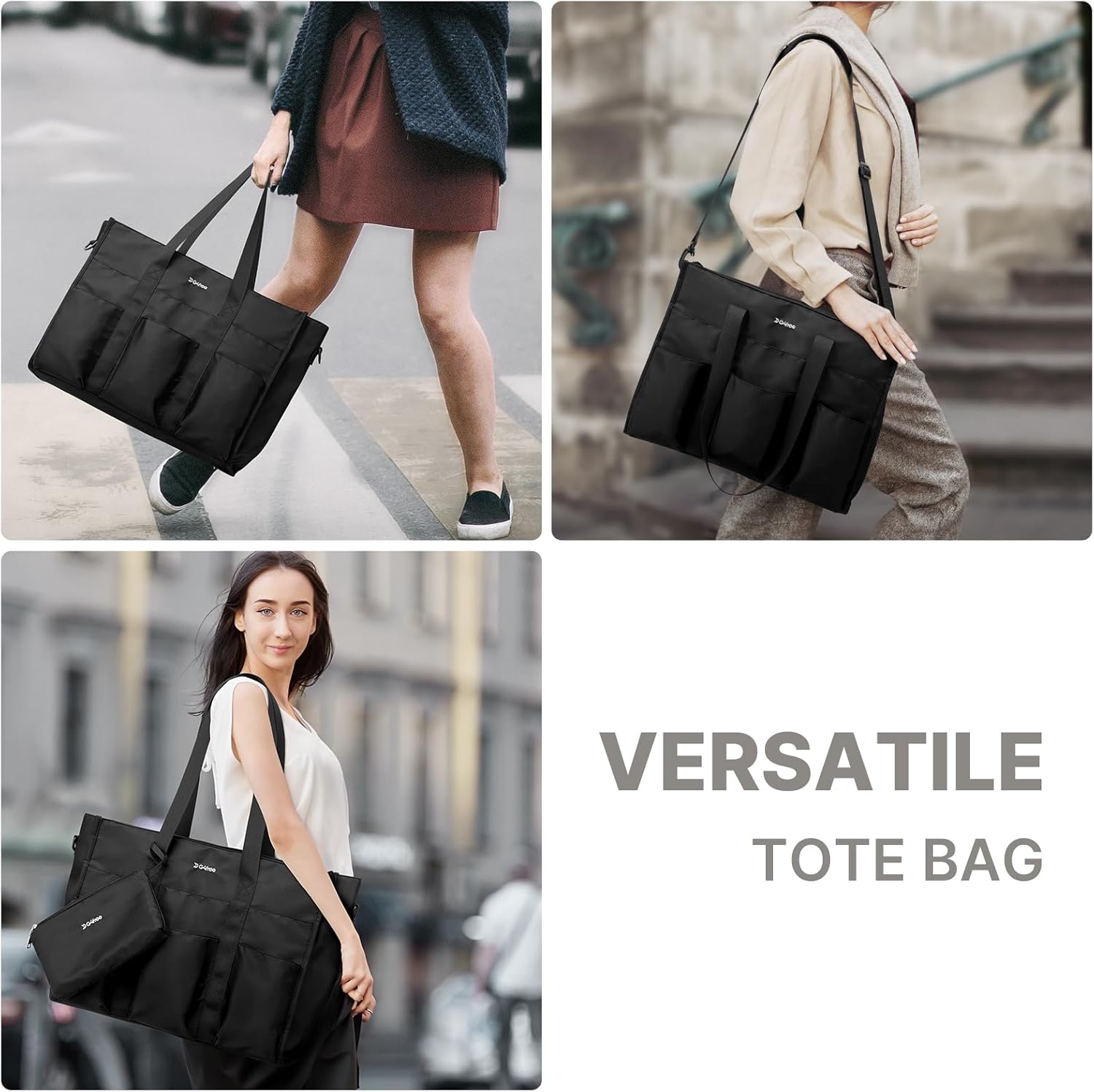 G4Free - G4Free Tote Bag, Multi-Compartment Large Capacity Work Bag with Zipper Top Handle, Shoulder Bag -TN24B476B-TN24B476A-TN24B476C