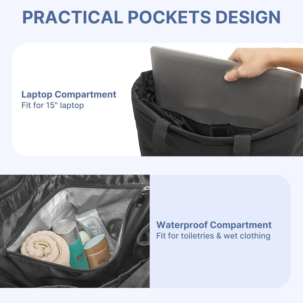 G4Free - G4Free Tote Bag, Puffer Casual Shoulder Bag with Cup Holder and Laptop Compartment -TN25B532B-TN25B532C-TN25B532A