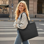 G4Free - G4Free Tote Bag, Puffer Casual Shoulder Bag with Cup Holder and Laptop Compartment -TN25B532B-TN25B532C-TN25B532A