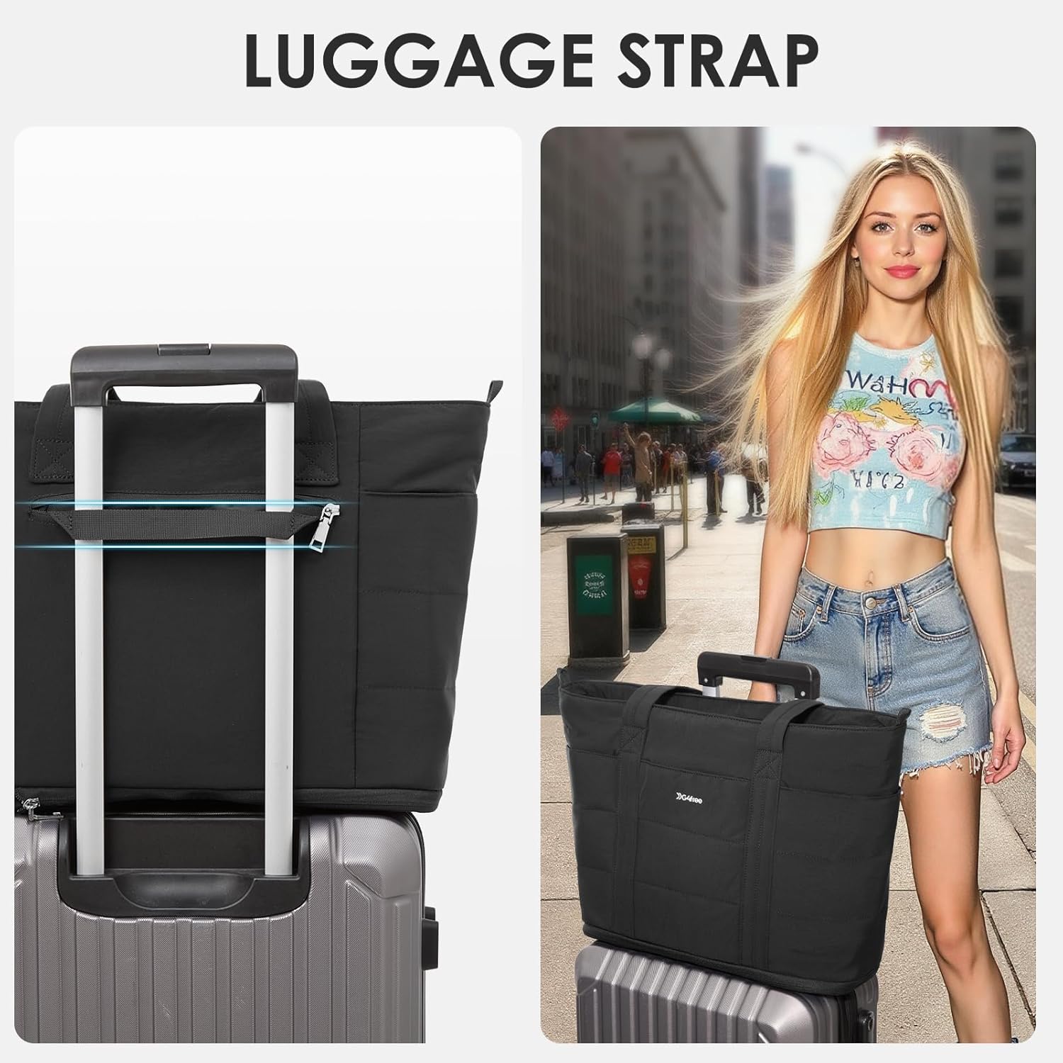 G4Free - G4Free Tote Bag,Puffer Work Bags with Zipper Compartments, Expandable Handbag -TN25B522B-TN25B522C-TN25B522A