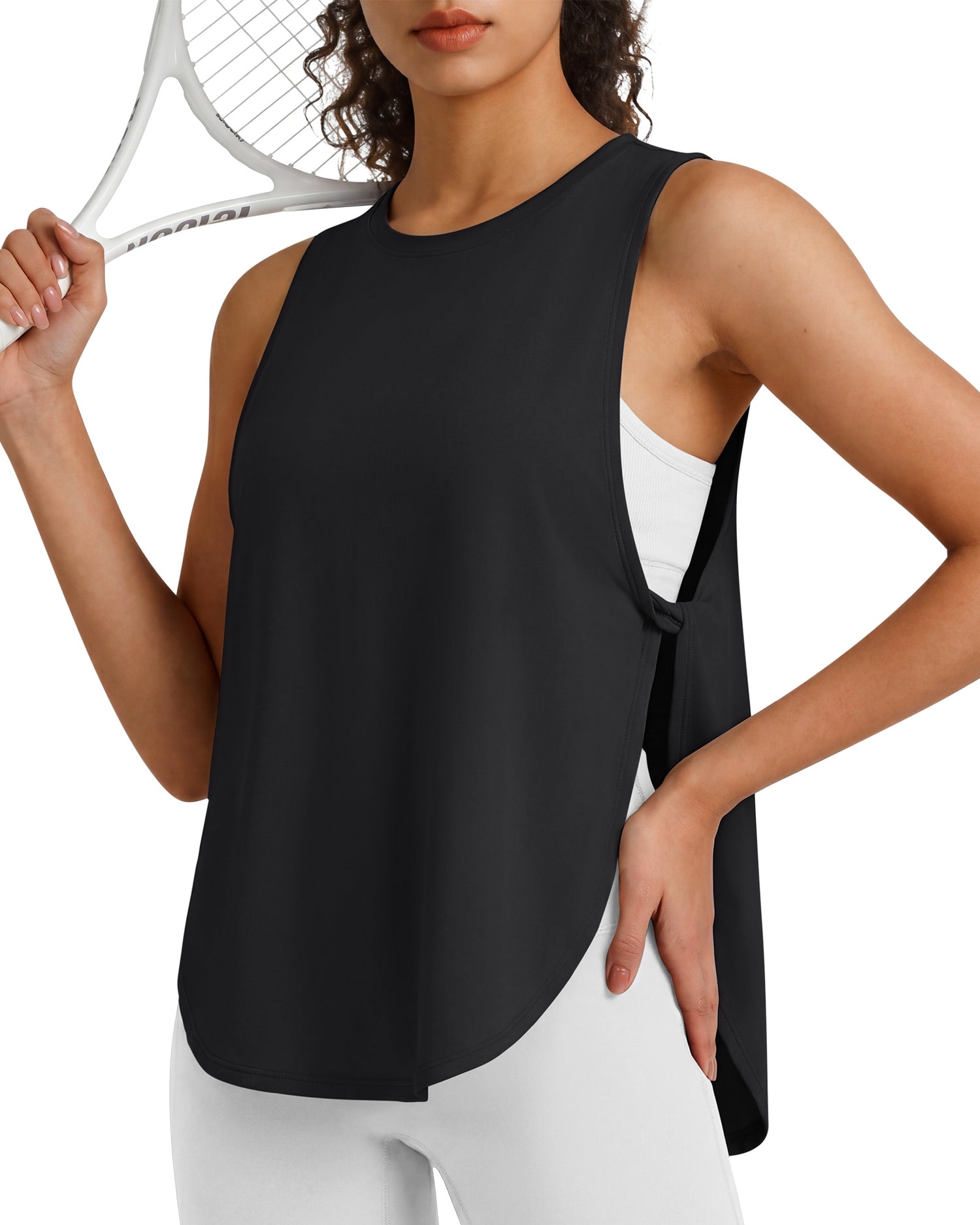 G4Free - G4Free UPF 50+ High Neck Loose Fit Side Slit Muscle Tank -GF26L990A001A-S-GF26L990A001B-M-GF26L990A001C-L-GF26L990A001D-XL-GF26L990A001E-XXL