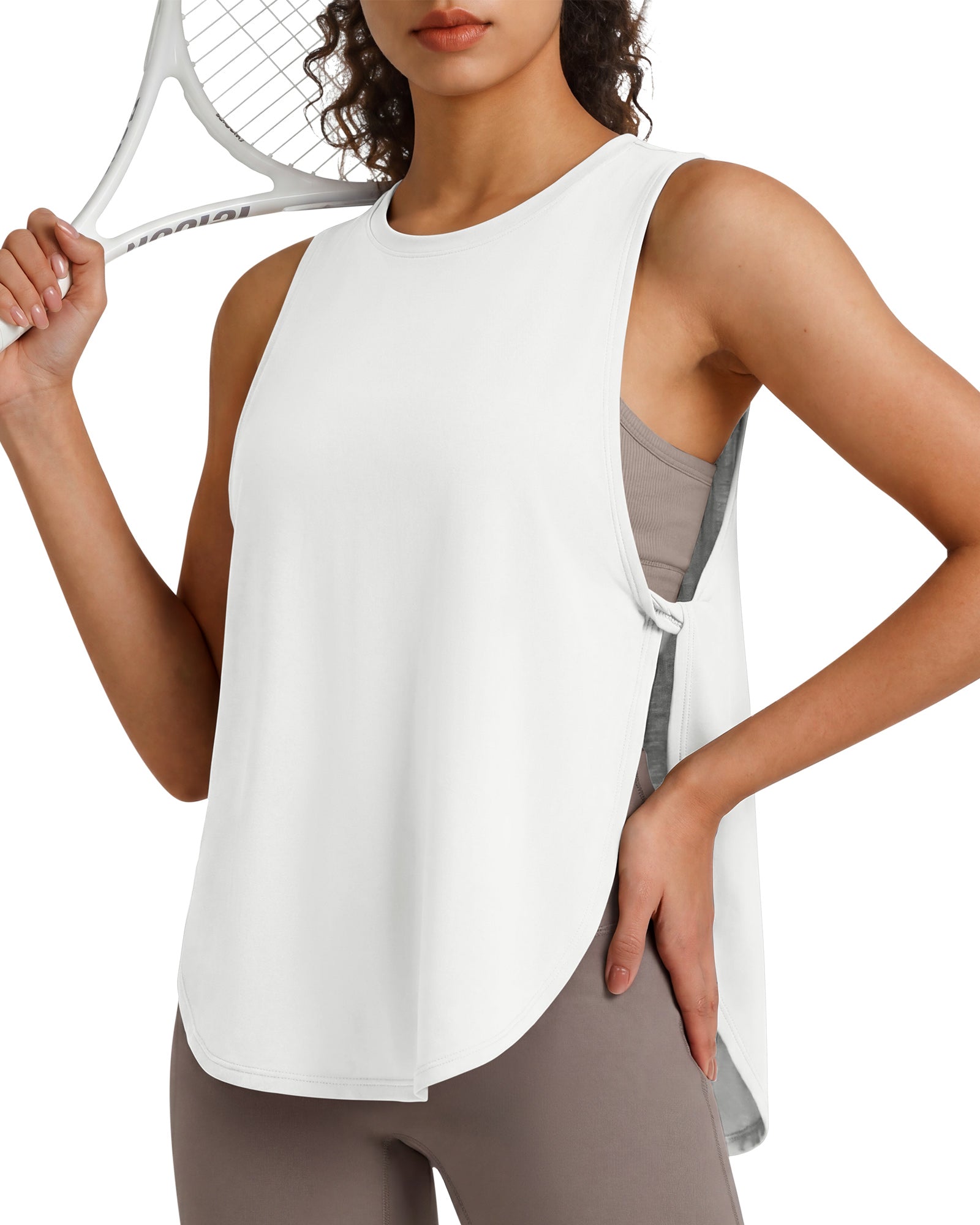 G4Free - G4Free UPF 50+ High Neck Loose Fit Side Slit Muscle Tank -GF26L990B004A-S