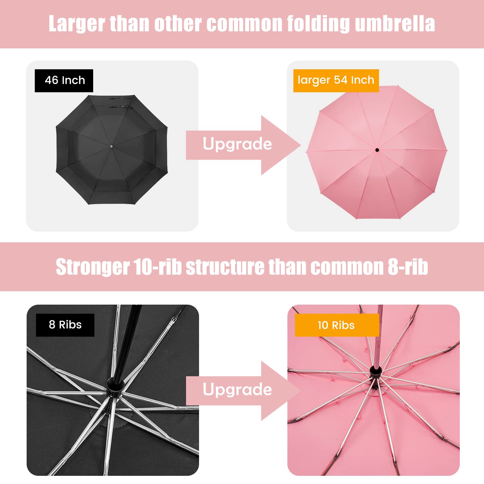 G4Free - G4Free UPF 50+ UV Protection 54 Inch Large Reverse Travel Umbrella -NT21A010B-NT21A010A-NT21A010C-NT21A010D-NT22A170A