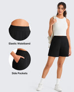 G4Free - G4Free Waffle Knit 4'' High Waisted Shorts with Pockets -GF26E958A001A-S