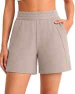 G4Free - G4Free Waffle Knit 4'' High Waisted Shorts with Pockets -GF26E958A001A-S-GF26E958A001B-M-GF26E958A001C-L-GF26E958A001D-XL-GF26E958A001E-XXL