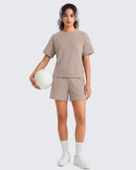 G4Free - G4Free Waffle Knit 4'' High Waisted Shorts with Pockets -GF26E958A001A-S-GF26E958A001B-M-GF26E958A001C-L-GF26E958A001D-XL-GF26E958A001E-XXL