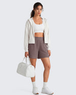 G4Free - G4Free Waffle Knit 4'' High Waisted Shorts with Pockets -GF26E958A001A-S-GF26E958A001B-M-GF26E958A001C-L-GF26E958A001D-XL-GF26E958A001E-XXL