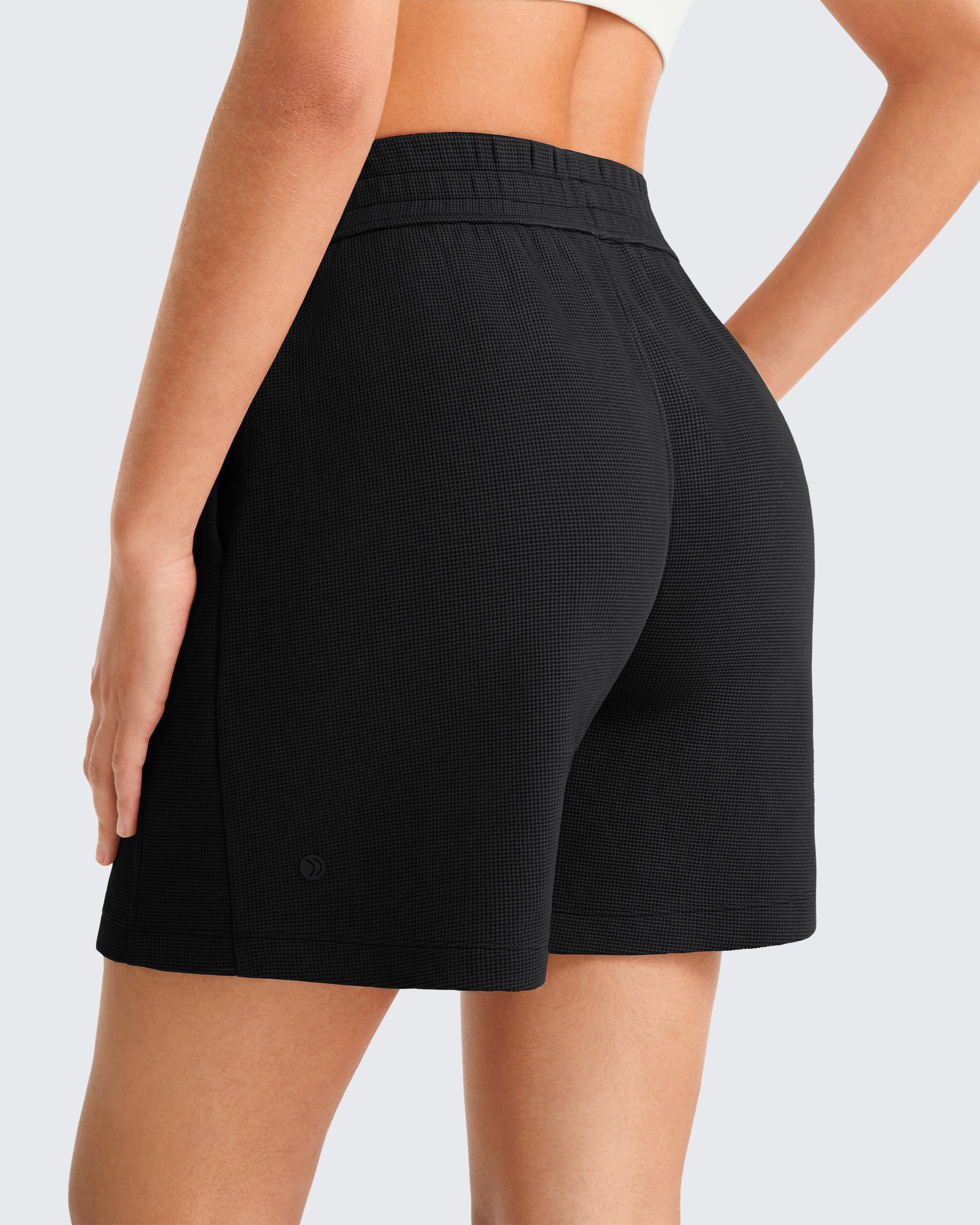 G4Free - G4Free Waffle Knit 4'' High Waisted Shorts with Pockets -GF26E958A001A-S-GF26E958A001B-M-GF26E958A001C-L-GF26E958A001D-XL-GF26E958A001E-XXL