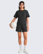 G4Free - G4Free Waffle Knit 4'' High Waisted Shorts with Pockets -GF26E958A001A-S-GF26E958A001B-M-GF26E958A001C-L-GF26E958A001D-XL-GF26E958A001E-XXL