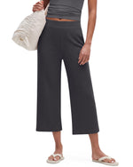 G4Free - G4Free Waffle Wide Leg Capri Pants Cropped Sweatpants -GF26J925A001A-S-GF26J925A001B-M-GF26J925A001C-L-GF26J925A001D-XL-GF26J925A001E-XXL