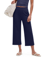G4Free - G4Free Waffle Wide Leg Capri Pants Cropped Sweatpants -GF26J925A001A-S-GF26J925A001B-M-GF26J925A001C-L-GF26J925A001D-XL-GF26J925A001E-XXL