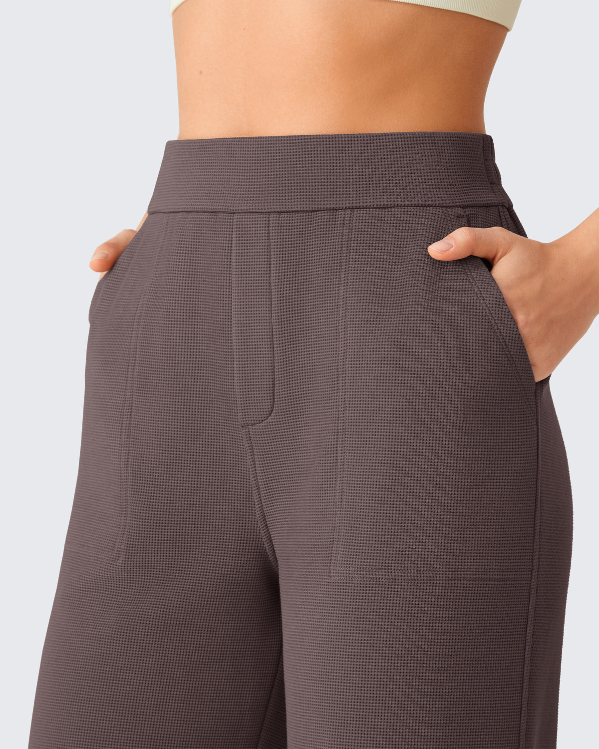 G4Free - G4Free Waffle Wide Leg Pull On Dress Pants High Waisted Stretchy -GF26J871A001A-S-GF26J871A001B-M-GF26J871A001C-L-GF26J871A001D-XL-GF26J871A001E-XXL