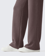 G4Free - G4Free Waffle Wide Leg Pull On Dress Pants High Waisted Stretchy -GF26J871A001A-S-GF26J871A001B-M-GF26J871A001C-L-GF26J871A001D-XL-GF26J871A001E-XXL