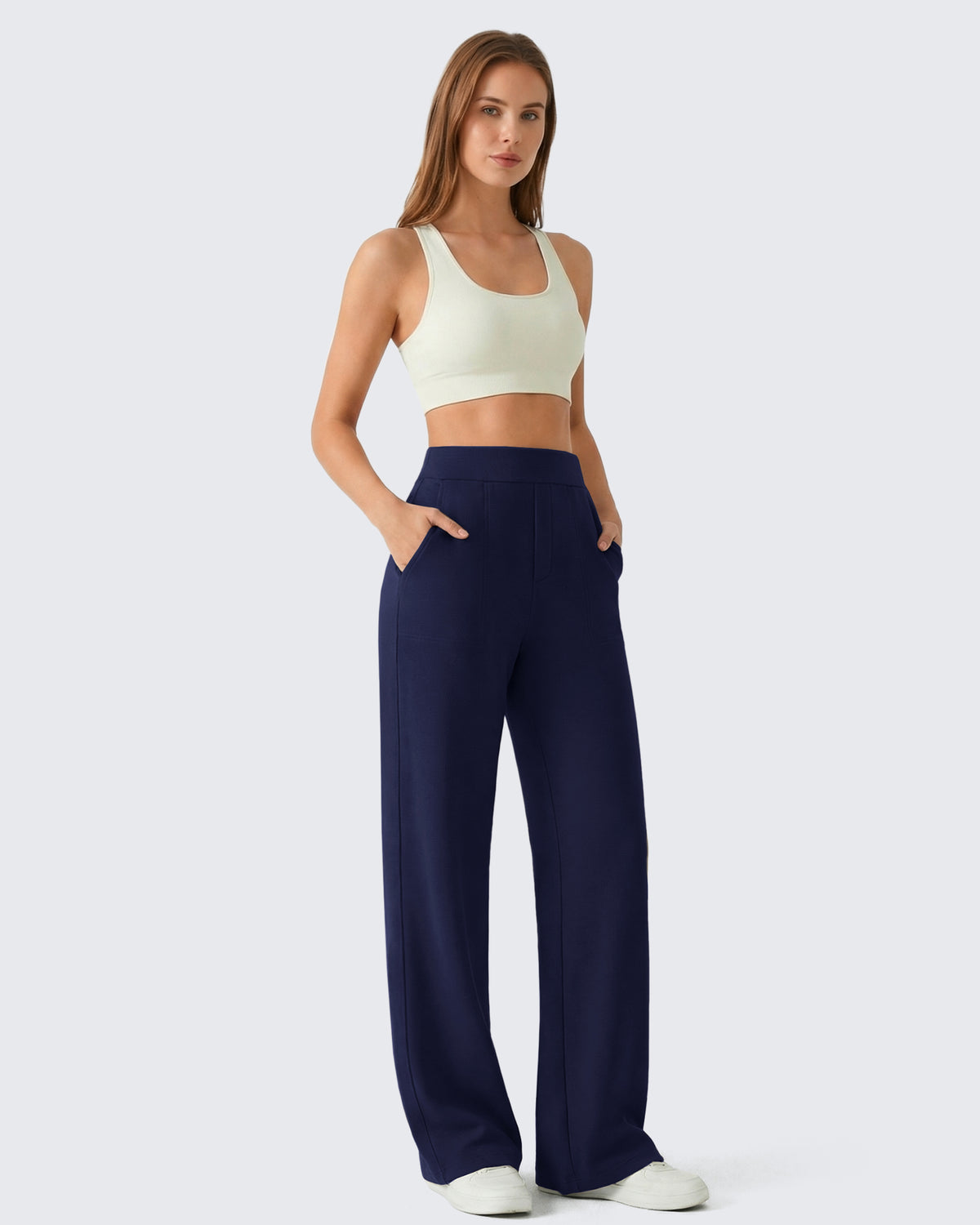 G4Free - G4Free Waffle Wide Leg Pull On Dress Pants High Waisted Stretchy -GF26J871A001A-S-GF26J871A001B-M-GF26J871A001C-L-GF26J871A001D-XL-GF26J871A001E-XXL
