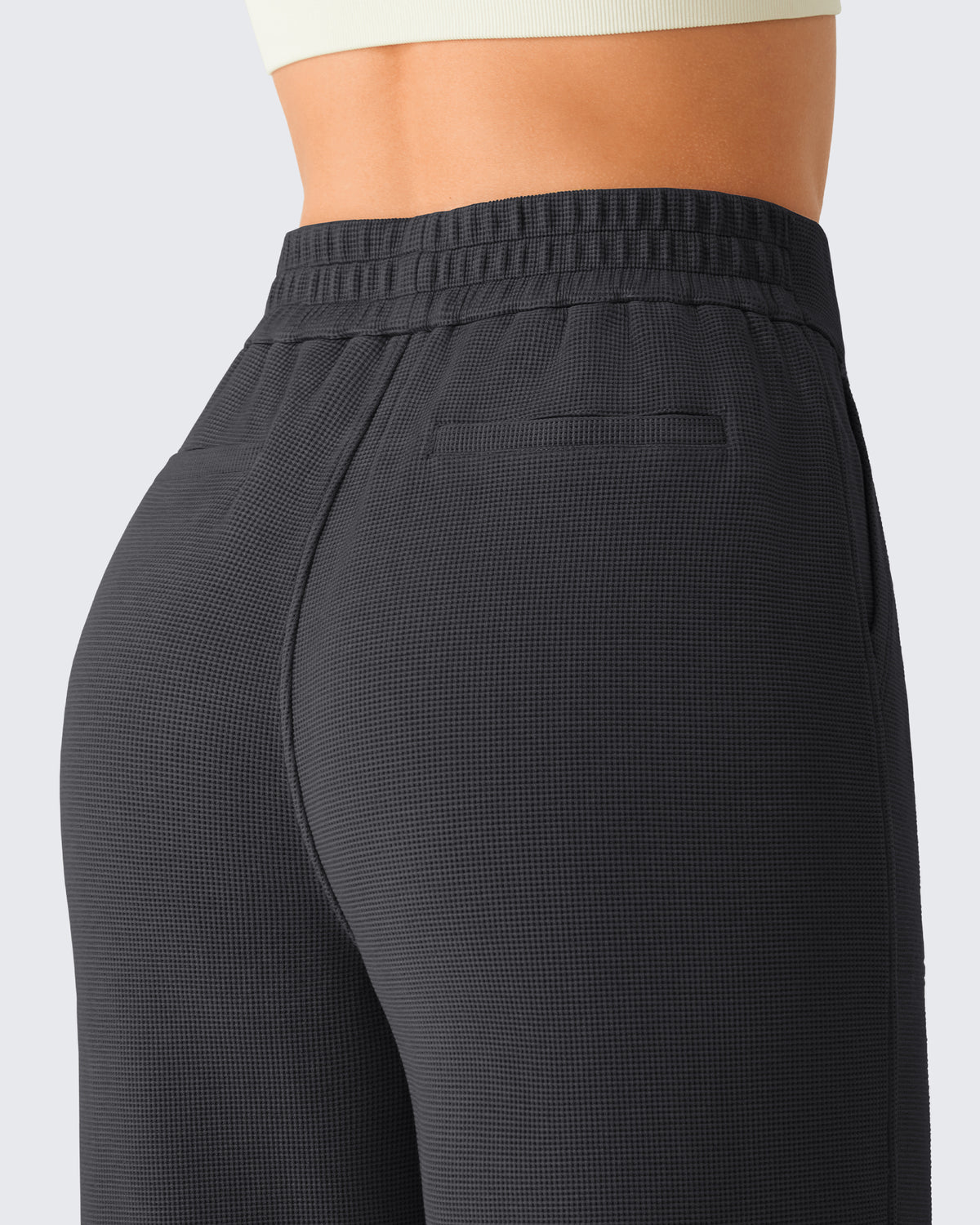 G4Free - G4Free Waffle Wide Leg Pull On Dress Pants High Waisted Stretchy -GF26J871A001A-S-GF26J871A001B-M-GF26J871A001C-L-GF26J871A001D-XL-GF26J871A001E-XXL