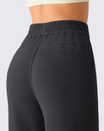 G4Free - G4Free Waffle Wide Leg Pull On Dress Pants High Waisted Stretchy -GF26J871A001A-S-GF26J871A001B-M-GF26J871A001C-L-GF26J871A001D-XL-GF26J871A001E-XXL