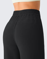 G4Free - G4Free Waffle Wide Leg Pull On Dress Pants High Waisted Stretchy -GF26J871A001A-S-GF26J871A001B-M-GF26J871A001C-L-GF26J871A001D-XL-GF26J871A001E-XXL