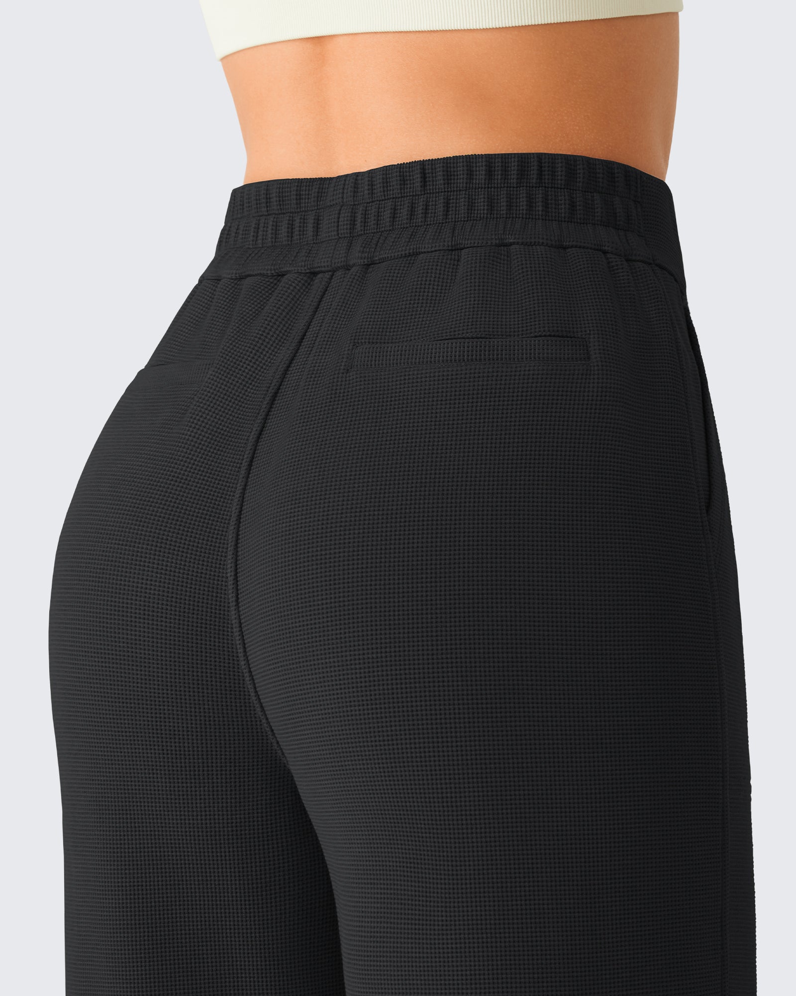 G4Free - G4Free Waffle Wide Leg Pull On Dress Pants High Waisted Stretchy -GF26J871A001A-S-GF26J871A001B-M-GF26J871A001C-L-GF26J871A001D-XL-GF26J871A001E-XXL