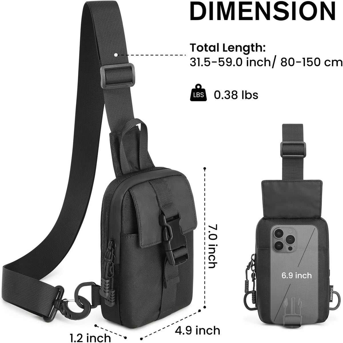 G4Free - G4Free Waterproof Mini Crossbody Sling Bag, Small Chest Fanny Pack, Lightweight Travel Sports Purse -TN25B509A-TN25B509B