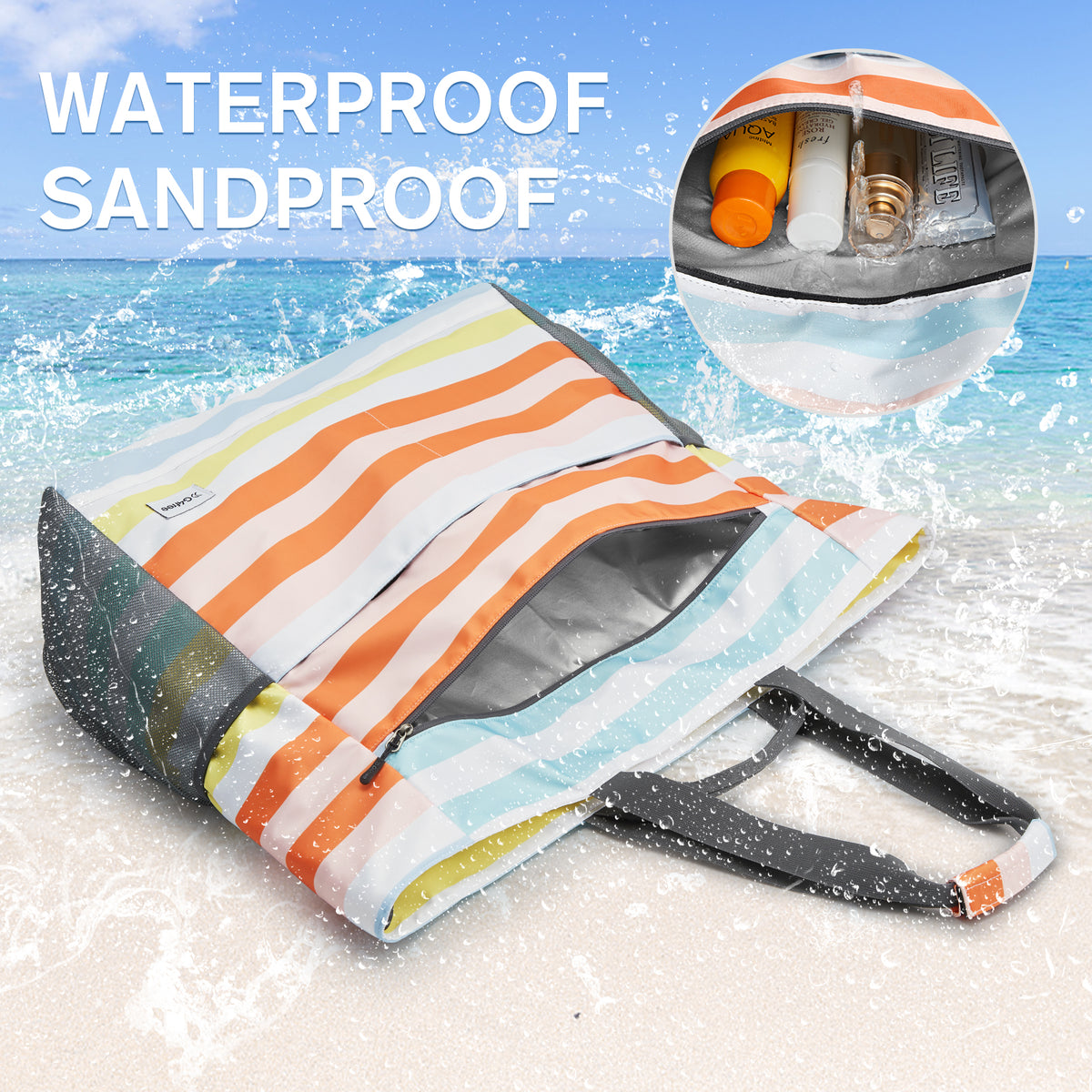 G4Free - G4Free Waterproof Sandproof Beach Tote Bag for Women Large Capacity Foldable -TN25B553C-TN25B553I