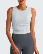 G4Free - Lightbreeze Side Ruched Sleeveless Workout Tops -GF25L322AF-XS