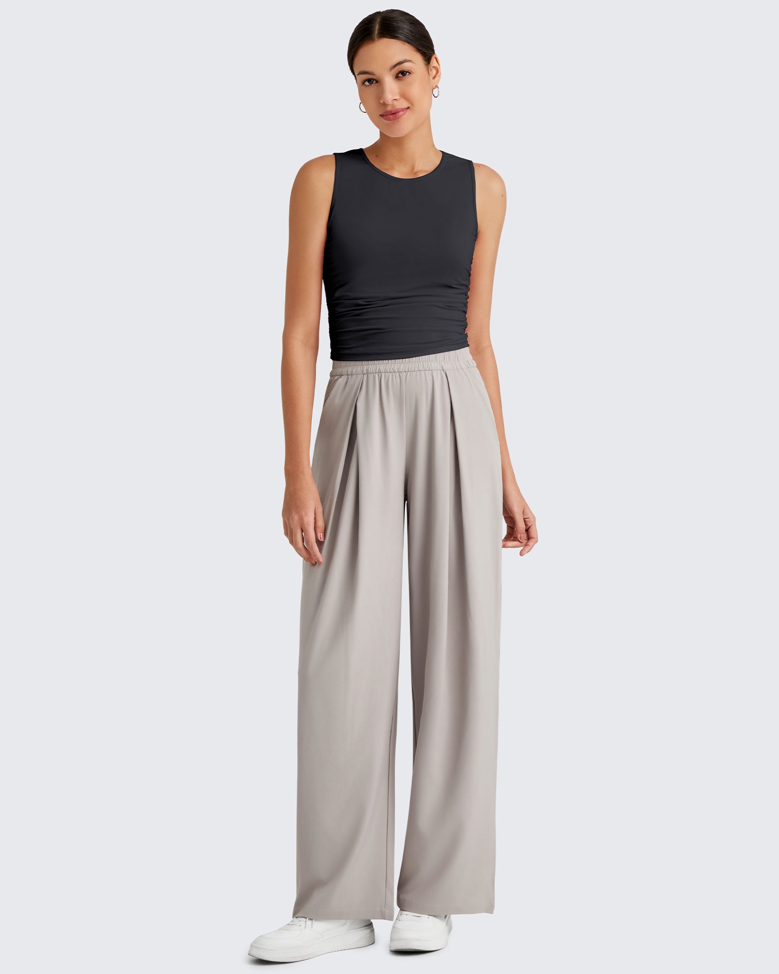 G4Free - Lightbreeze Side Ruched Sleeveless Workout Tops -GF25L322AF-XS-GF25L322AA-S-GF25L322AB-M-GF25L322AC-L-GF25L322AD-XL