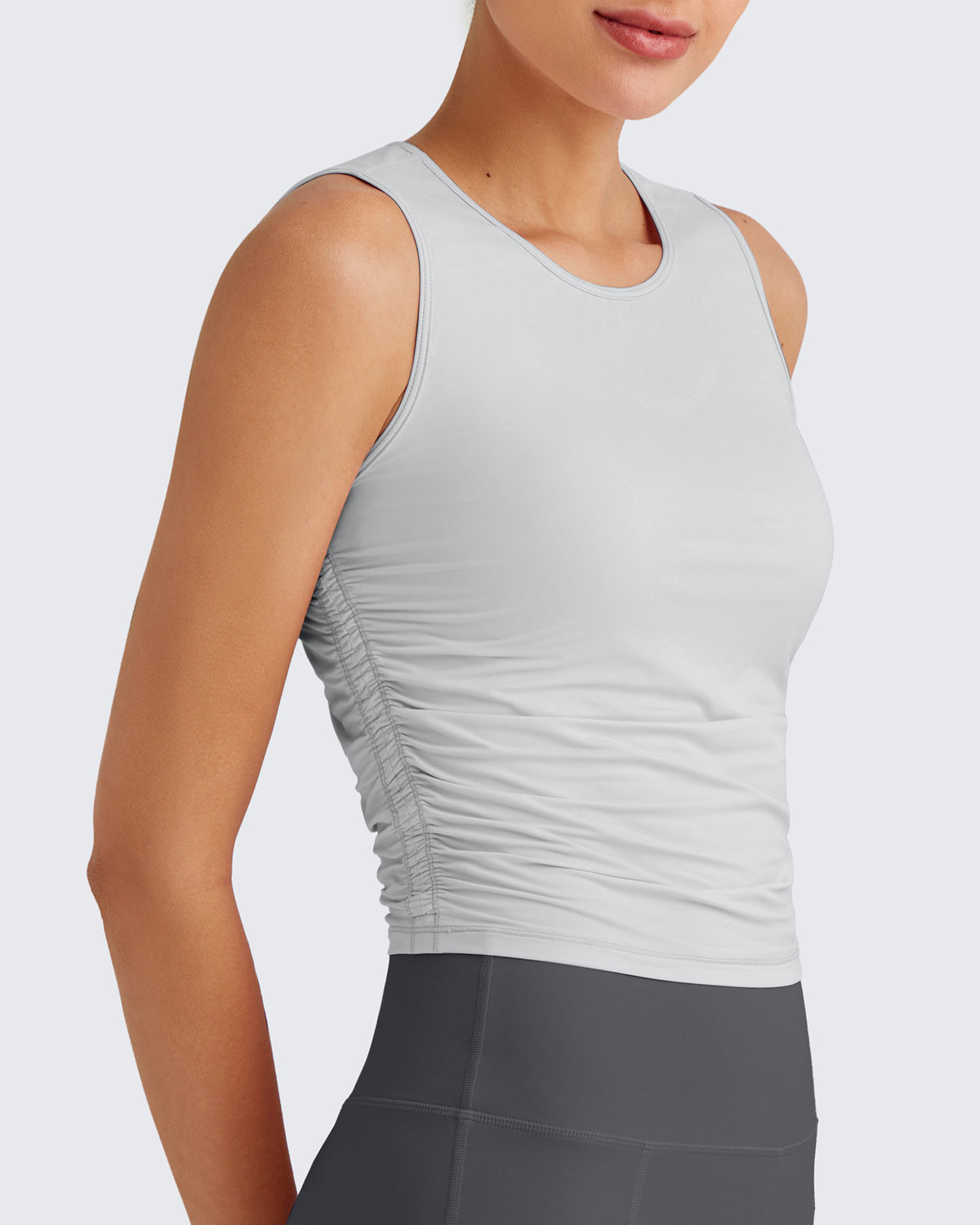 G4Free - Lightbreeze Side Ruched Sleeveless Workout Tops -GF25L322AF-XS-GF25L322AA-S-GF25L322AB-M-GF25L322AC-L-GF25L322AD-XL