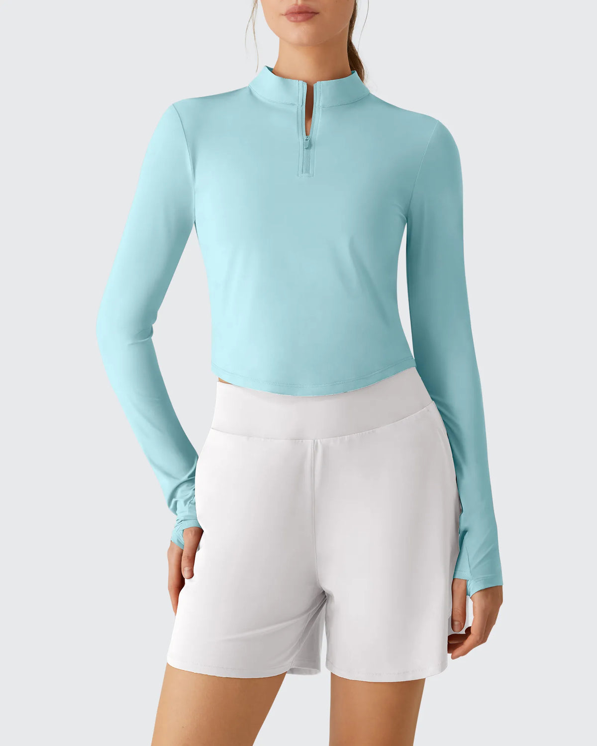 G4Free - Lightbreeze UPF 50+ Sun Thumbholes Quater Zip Shirts -GF26B881D017F-XS