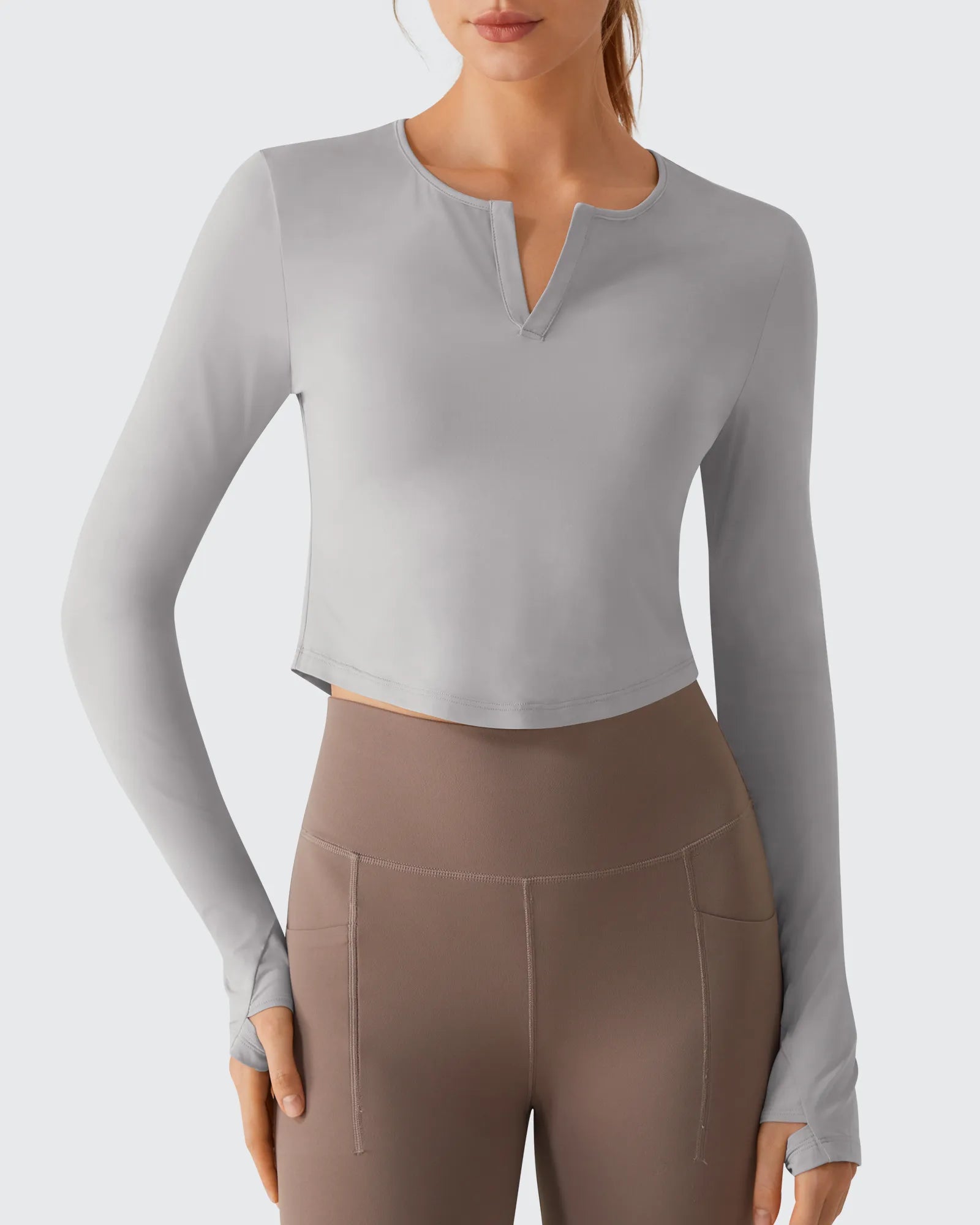 G4Free - Lightbreeze V Neck UPF 50+ Thumbholes Long Sleeve -GF26B886B005A-S