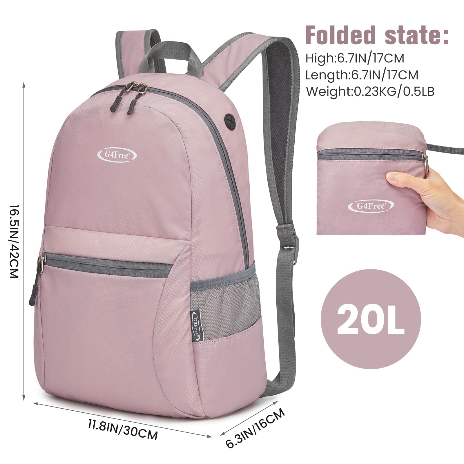 G4Free - Lightweight Packable 20L Waterproof Hiking Backpack -D04V650A
