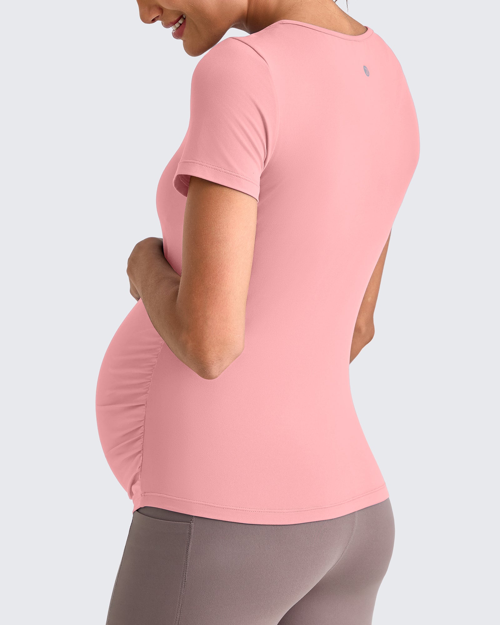 G4Free - Lightweight V Neck Side Ruched Maternity Short Sleeve -GF25KY453BA-S-GF25KY453BB-M-GF25KY453BC-L-GF25KY453BD-XL-GF25KY453BE-XXL