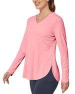 G4Free - Lightweight V Neck Sun Long Sleeve Workout Shirts Tops -GF23B139EF-XS