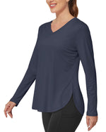 G4Free - Lightweight V Neck Sun Long Sleeve Workout Shirts Tops -GF23B139JF-XS