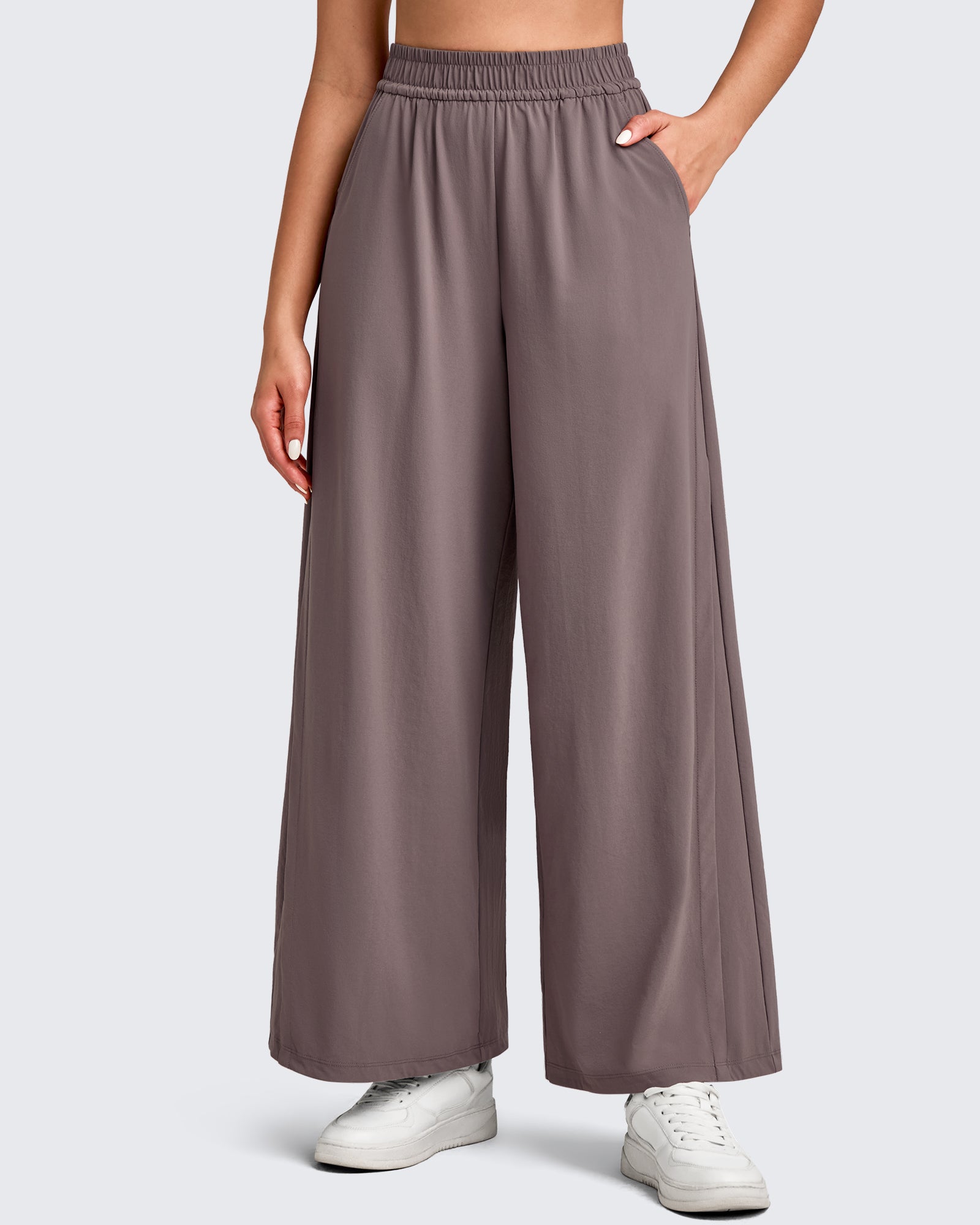 G4Free - Lightweight Wide Leg Palazzo Ankle Pants -GF25J497CA-S