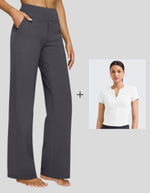 G4Free - Loose Business Casual Pants + BareFeel Half Zip Slim Fit Tops -GF23J183BF-XS+GF25K335DF-XS