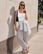 G4Free - Neck Sleeveless Crop Tops G4Free Ribbed Cropped Henley Tank Top -GF26L979A001F-XS-GF26L979A001A-S-GF26L979A001B-M-GF26L979A001C-L-GF26L979A001D-XL