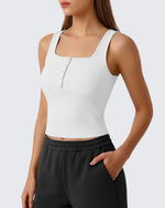 G4Free - Neck Sleeveless Crop Tops G4Free Ribbed Cropped Henley Tank Top -GF26L979A001F-XS-GF26L979A001A-S-GF26L979A001B-M-GF26L979A001C-L-GF26L979A001D-XL