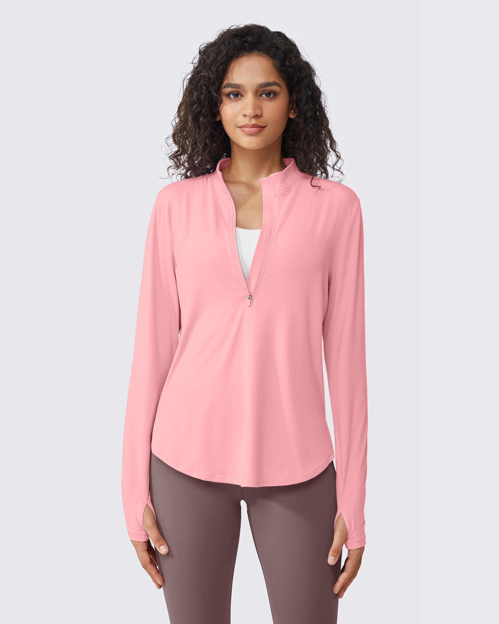 G4Free - Quick Dry High Neck Sun Half Zip Workout Tops -GF23B126FF-XS
