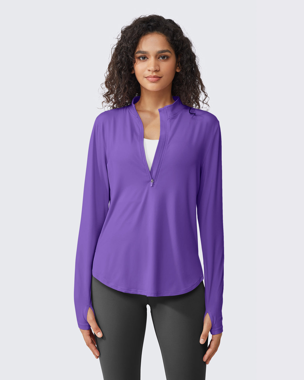 G4Free - Quick Dry High Neck Sun Half Zip Workout Tops -GF23B126HF-XS